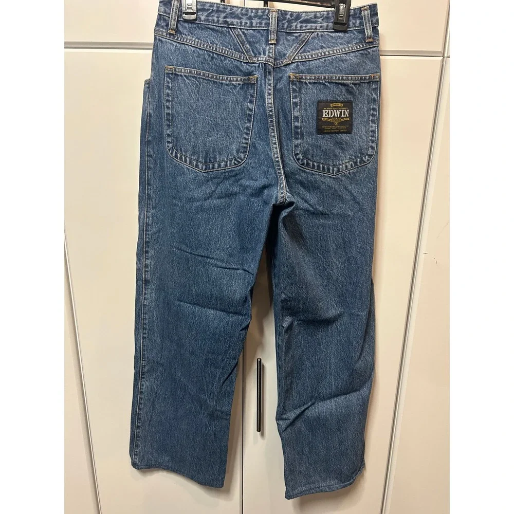 Vintage Edwin Jeans‎ Blue Denim High Waisted Straight Leg Rare Button Fly Medium